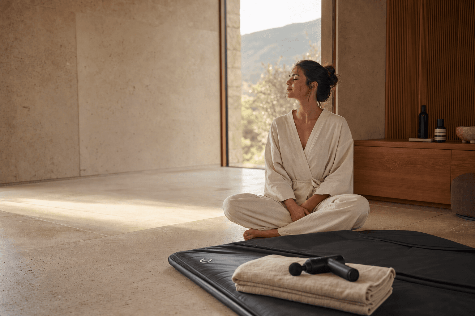 A serene wellness sanctuary at dawn